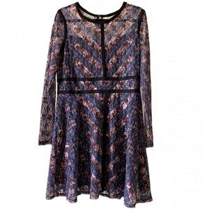 🌸 Floral Print Fit & Flare Lace Dress – Bold & Feminine! 🌸